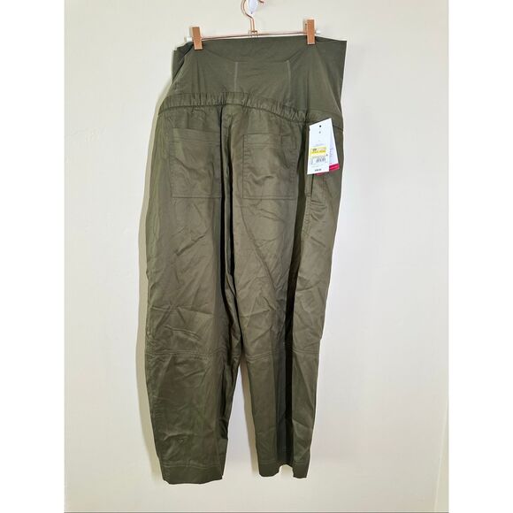 Isabel Maternity Over The Belly Green Barrel Leg Pants Size Large - Picture 5 of 5